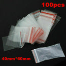 100 pcs Clear Polybag Self Adhesive Seal Plastic Bags Zip Lock Storage Bag