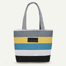 Fashion Striped Shoulder Handbags Women Canvas Large Shopping Totes (Grey)