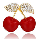 Enamel Rhinestone Crystal Red Cherry Brooch Pin Banquet FruitsSuitsPin/JewelryJ3