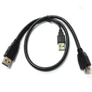 USB 3.0 Hard Disk Drive Dual 2 HDD Data Type A Male to Micro B Y Male Lead Cable