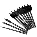 11 pcs Black Flat Drill Hexagon Shank Flat Drill 3-Point Woodworking Reamer
