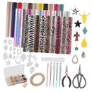 30 Pieces Leather Earring Making Kit with Templates, Faux Leather Sheet, and