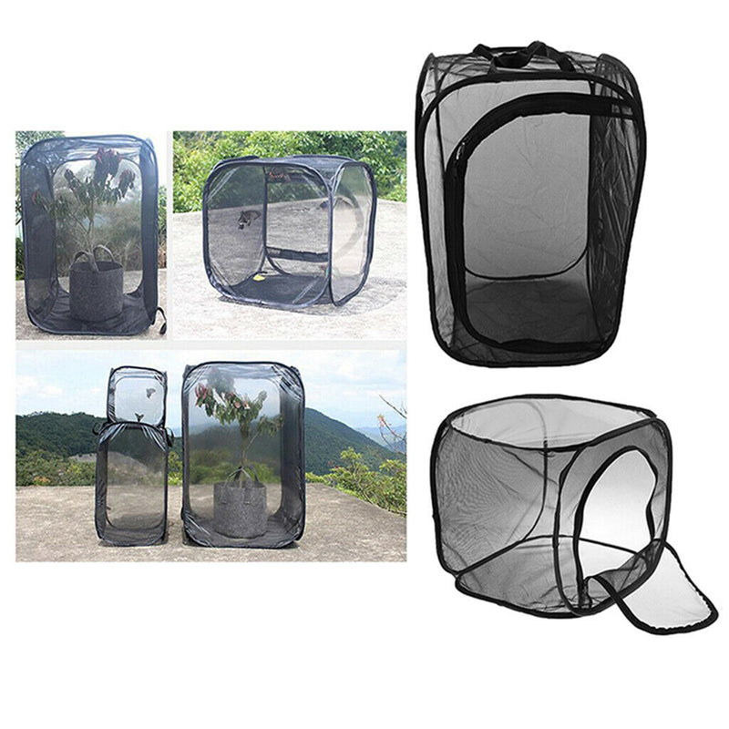 2 Pcs Foldable Insect And Butterfly Habitat Net Terrarium Breeding Cage Black