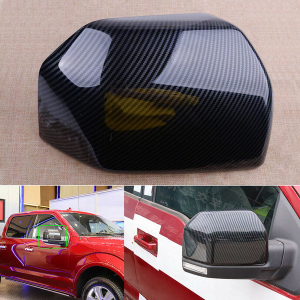 Right Carbon Fiber Grain Side Mirror Cover Trim Fit for Ford F150 2015-19 Lariat