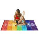Hot Rainbow Beach Mat Mandala Blanket Wall Hanging Tapestry Stripe Yoga Tow Z4L6