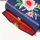 Double Support Embroidered Lipstick Case Holder With Mirror Inside Snap-On 3C