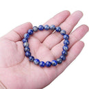 Natural Lapis Lazuli Bracelet Crystal Healing Stretch Bead Bangle Chain Jewelry