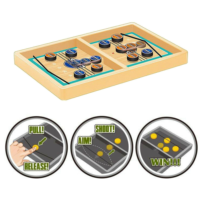 Wooden Fast Sling Puck Game Winner Chess Toys Desktop Battle for Kids Adults