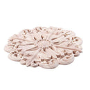 Rubber Wood Carved Round Applique Furniture Natural Unpainted For Home Deco S2V8