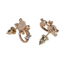 Korean Fashion Cute Cat Stone Crystal Rhinestone Women Stud Earrings beige T2D6