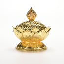 7CM Chinese Alloy Copper Lotus Flower Shape Statue Incense Burner Censer  OZ