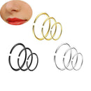 9Pcs/set Body Piercing Jewellery Nose Ring Hoop Earrings Stud Stainless Steel
