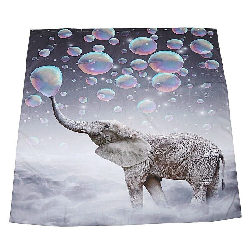 Waterproof Fabric Bathroom Shower Curtain Sheer Panel Decor 12 Hooks Bubble Q6Z7