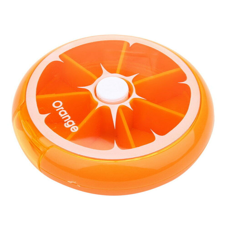 Outdoor Travel Pill Portable 7 Day Rotating Pill Case Orange