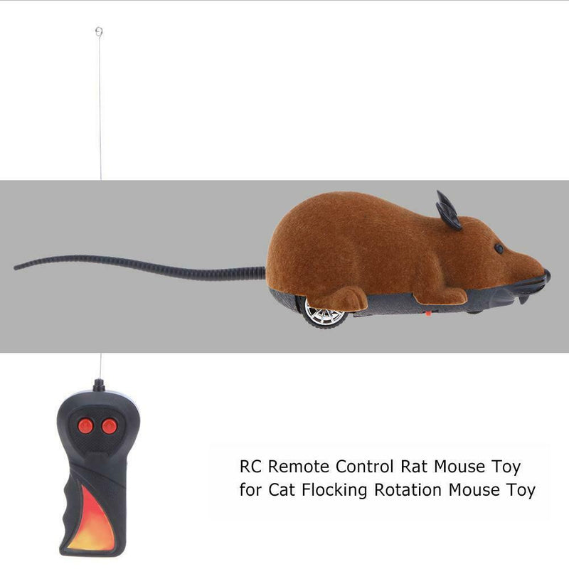 Wireless Electric RC Flocking Rat Toys Pet Cat Remote Control Mouse (Brown)