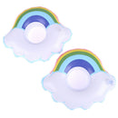 1 Pcs Inflatable Floating Rainbow Clouds Drink Cup Holder for Pool Swim Ring 3C