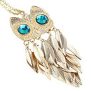 Collier en mÃ©tal pendentif feuille hibou longue chaÃ®ne femmes accessoires  OZ