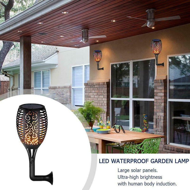 1pcs Solar Powered 3 Modes Streetlight LED Flame Garden Lamp Torch Lights A