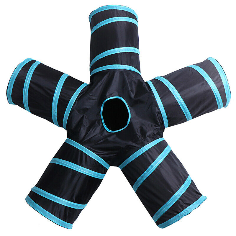 5 Holes Funny Pet Cat Tunnel Play Tubes Balls Collapsible Crinkle Kitten  3C