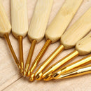 8pcs 8 sizes Bamboo handle Golden Aluminum Crochet Hooks Needles 2.5mm-6mm