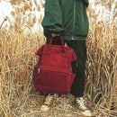 Solid Color Travel Backpacks Corduroy Women Large Top-handle Bags (Red)