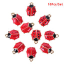 10Pcs/Set Enamel Alloy Ladybug Charms Pendant Jewelry Findings DIY Making  JR