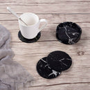 Coasters for Drinks 6-Piece with Holder,Marble Black Round Cup Mat Pad Set  G2H5