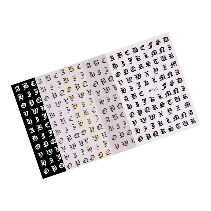 5Pcs Letter Alphabet DIY Nail Art Stickers Tips Decoration Decals Stencils