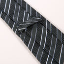 New Classic Striped Black White JACQUARD WOVEN Silk Men's Tie Necktie