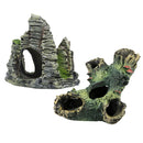 Set of 2, Artificial Mountain & Hollow Tree with Fish Cave Fish Tank Aquarium