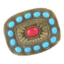 Men Women Turquoise Classic Boho Belt Buckle Western Cowboy Buckle Bronze