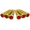 Set of 6 Red Crystal Bridge Pins Copper for Acoustic Guitar Accessory