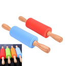 Wooden Handle Non-stick Silicone Rolling Pin Dough Roller Kitchen Tools 3C