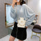 Alligator PU Women Drawstring Acrylic Chain Crossbody Shoulder Bag (White)