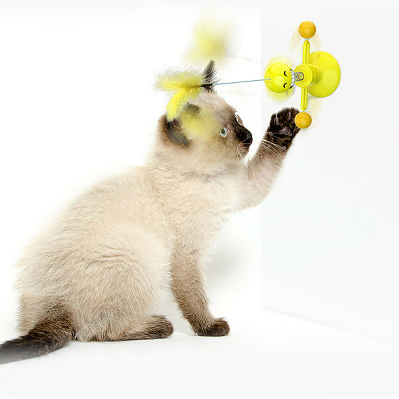 Funny Spring Suction Cup Cat Toys Elastic Feathers Cat Stick Pet Supplies