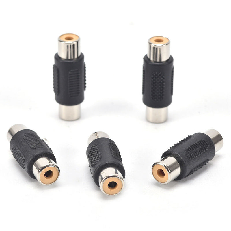 5pcs Female RCA Audio/Video AV Cable Cord Extension Adapter Connector Plug 3CAU