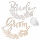 2pcs Wooden Bride Groom Chair Signs with Wheat Wedding Chair Hanging Decora
