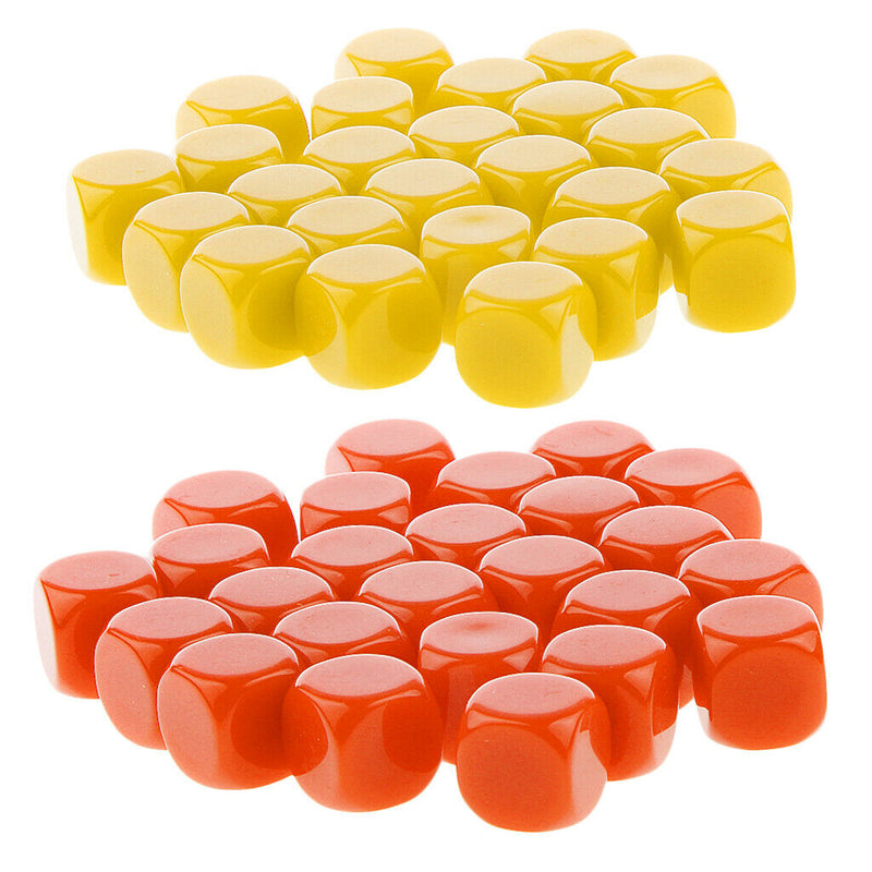 50 Pieces Opaque Blank Dice D6 for D&D RPG MTG Party Games Yellow + Orange