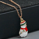2pcs/set Christmas Snowman Dangles Earrings Pendant Necklace Women Jewelry A