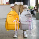 4Pcs/Set Ribbon Chain Bowknot Canvas Backpack Travel Rucksacks Leisure Back
