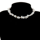 Natural Stone Beads Necklace Crystal Chain Choker Lady Jewelry Gift (White) A