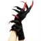 Scary Woman Witch Gloves w/ Long Red Glitter Fingernails Halloween Costume
