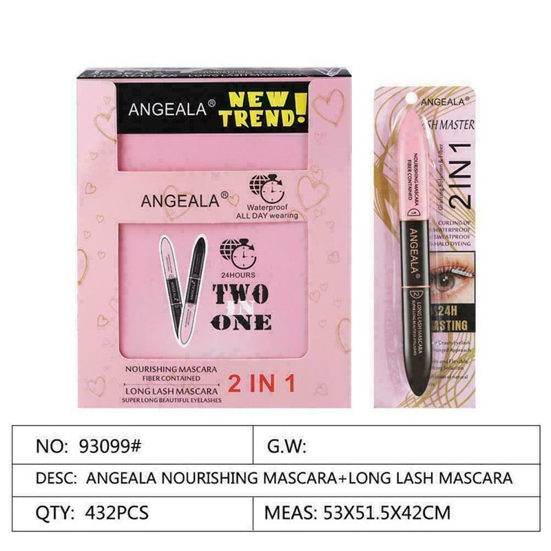 2 IN 1 Black Waterproof Mascara Volume 4D Silk Fiber Lash to Color Easy Mak R3A0