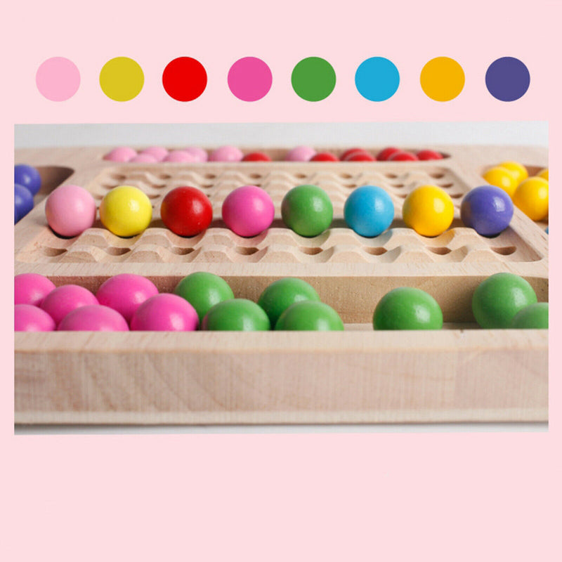 Montessori Educational Wooden Toys for Toddlers, Wooden Board Beads Game,
