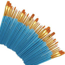 Paint Brushes 50 Pcs,Nylon Hair Brushes Set Blue Round Pointed Paints Brush