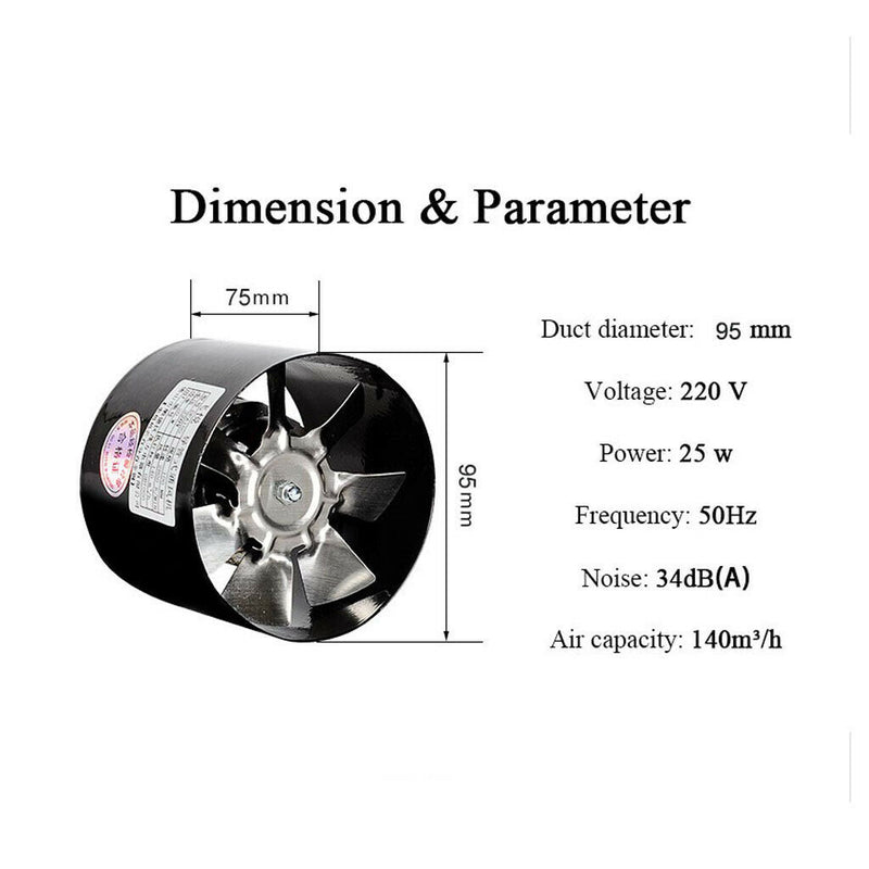 4" Inline Duct Booster Fan Exhaust Blower Home Grow Tent Rooms Indoor Grow