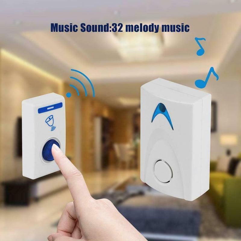 LED Wireless Chime Door Bell Doorbell Wireless Remote Control 32 Tune Songs