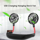 USB Rechargeable Neck Band Fan Sports Outdoor Halter Air Cooler (Black Red) A