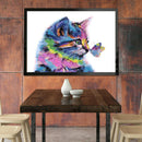 Hand Painted Picture DIY Colorful Cat Frameless Painting By Numbers Craft A