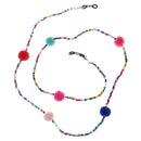 Bohemia Beads Beaded Eyeglasses Spectacles Chain Holder with Plush Ball